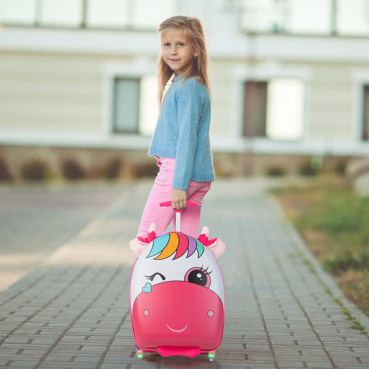 Kids Rolling Luggage with Two Flashing Wheels and Telescoping Handle Costway