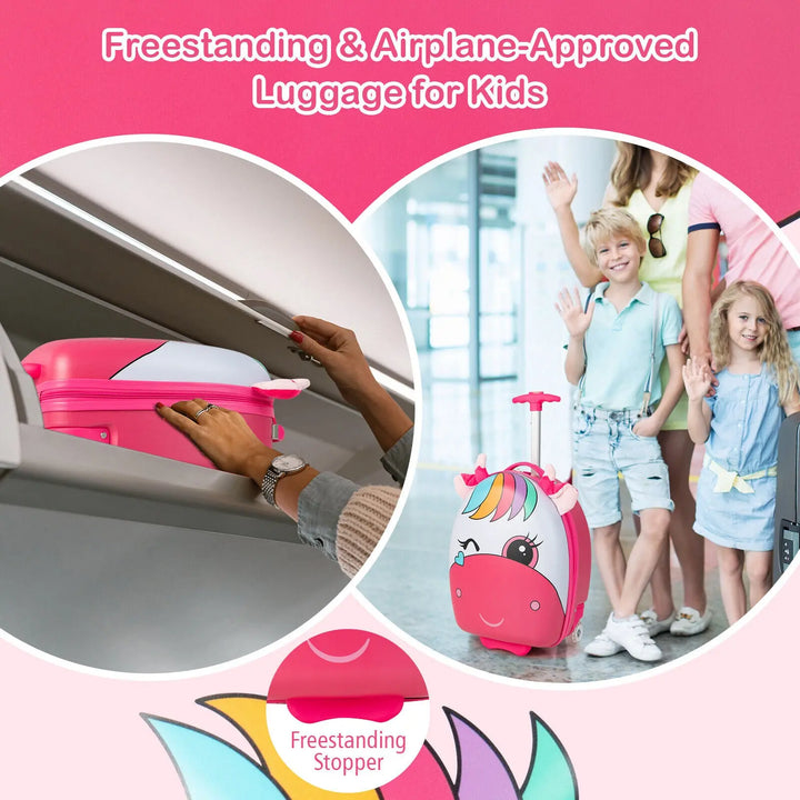 Kids Rolling Luggage with Two Flashing Wheels and Telescoping Handle Costway