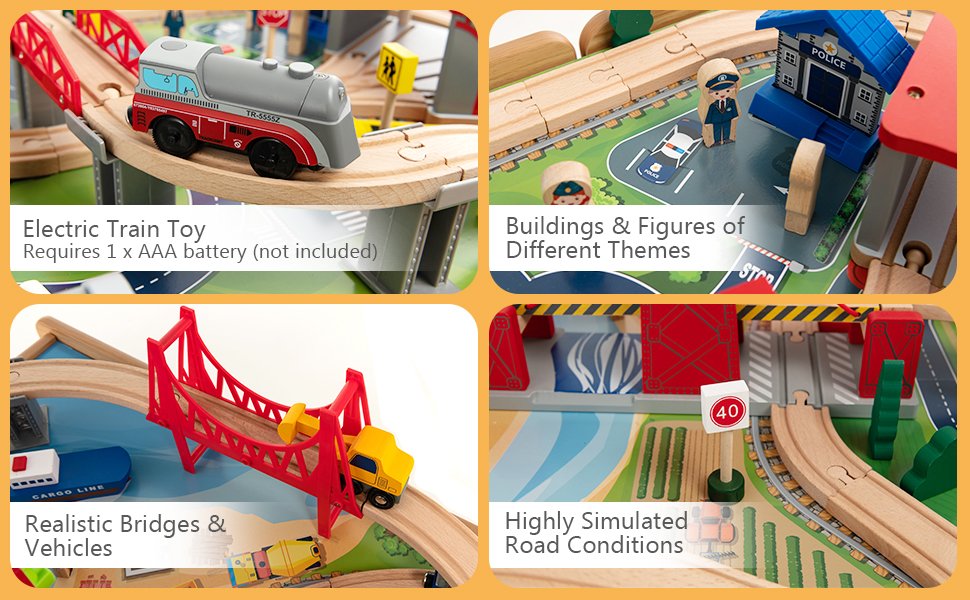 Wooden Table With Train Play-set 3