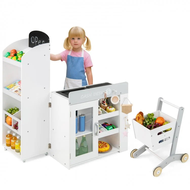 Kids Grocery Store Playset With Shopping Cart