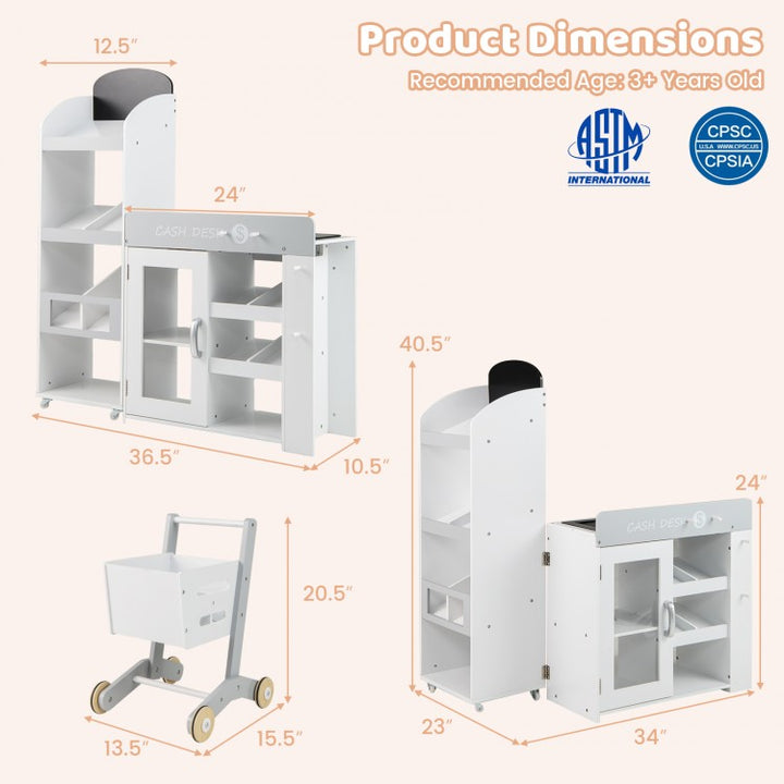 Kids Grocery Store Playset With Shopping Cart
