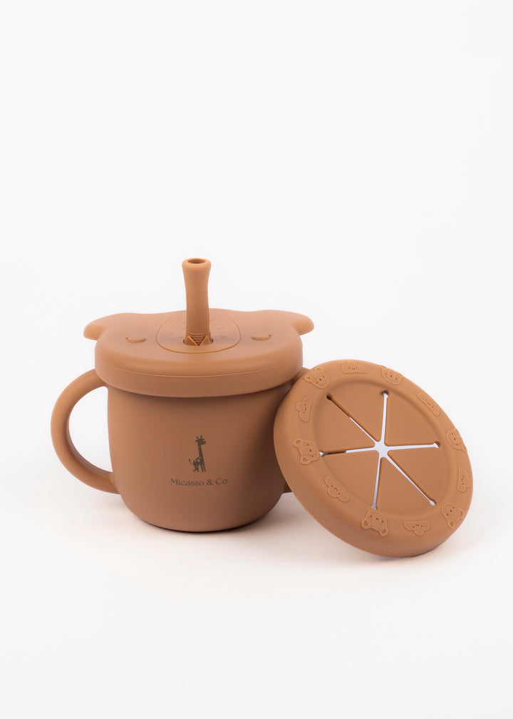 2-in-1 Silicone Training Cup | Straw & Snack Cup