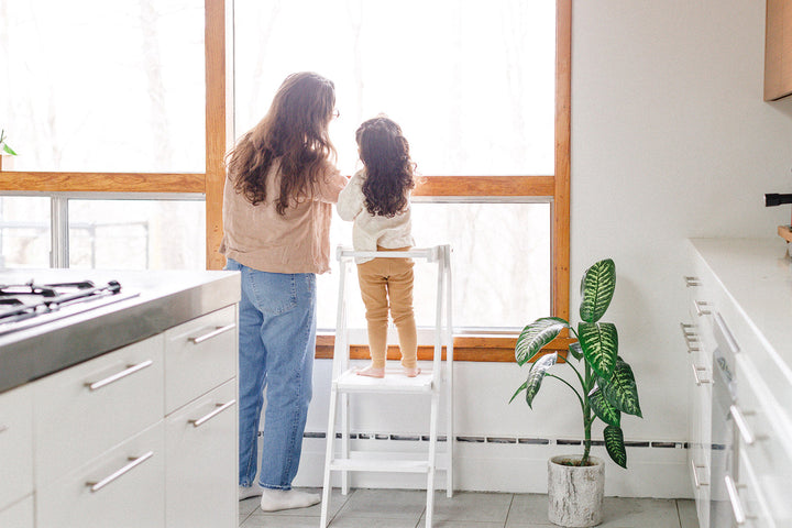 Adjustable White Fold N' Store Learning Tower - MLHCo