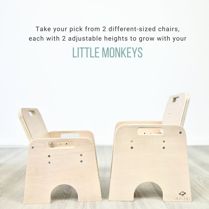 Montessori Adjustable Table & Chair Set for Two