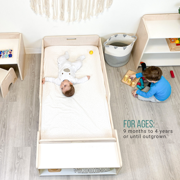 Montessori Floor Bed With Rails - Crib/Twin Size - Made In Canada