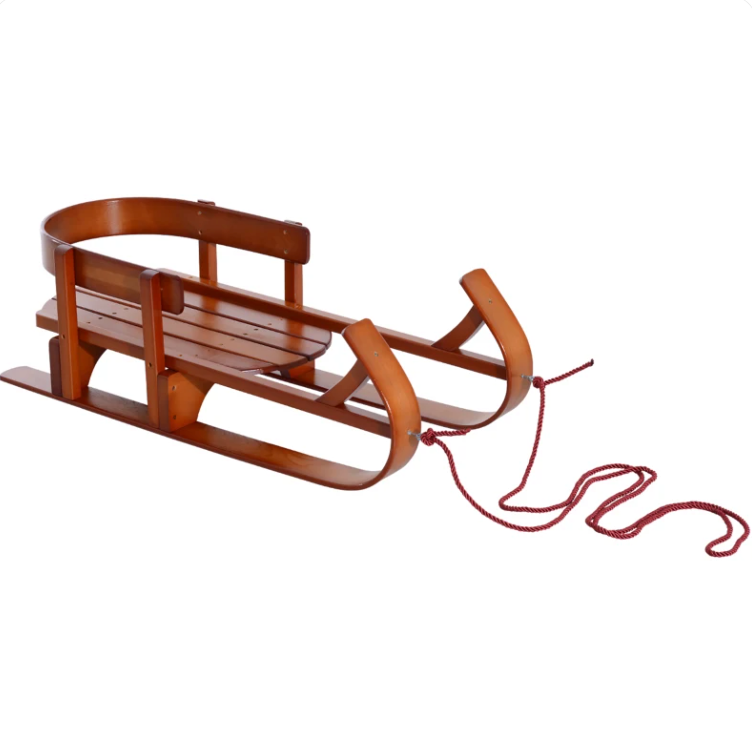 Wooden Kids Snow Sled with Pull Rope & Backrest | True Little North