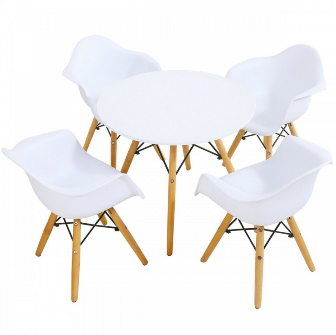 Desk And Chairs Set (White)