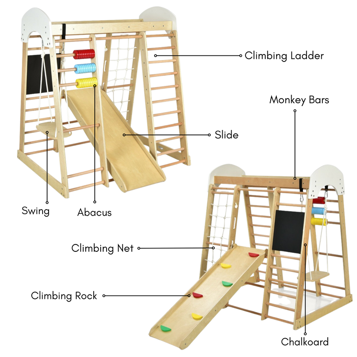 8 in 1 Wooden Jungle Gym For Kids