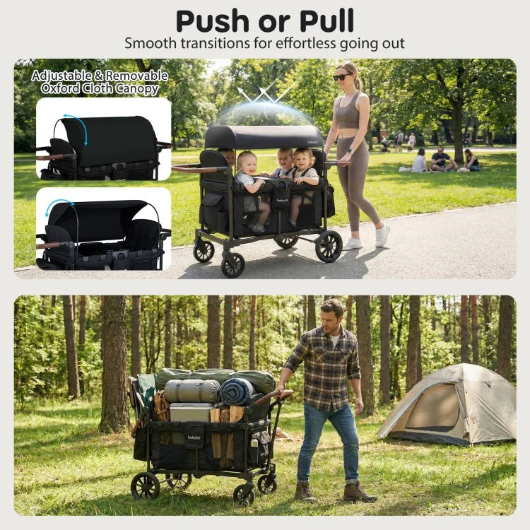 Foldable 4-Seat Wagon Stroller (Seats 4 Children)