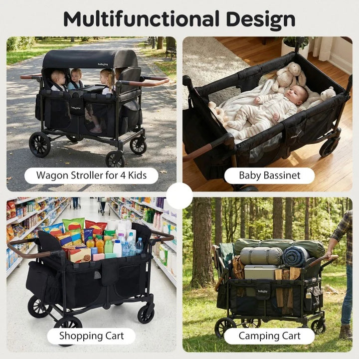 Foldable 4-Seat Wagon Stroller (Seats 4 Children)