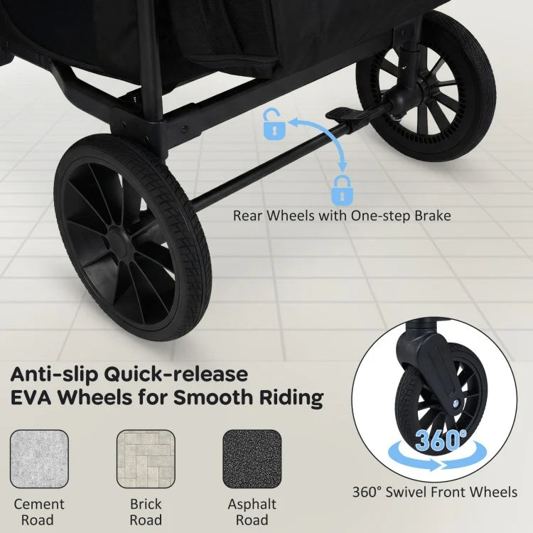 Foldable 4-Seat Wagon Stroller (Seats 4 Children)
