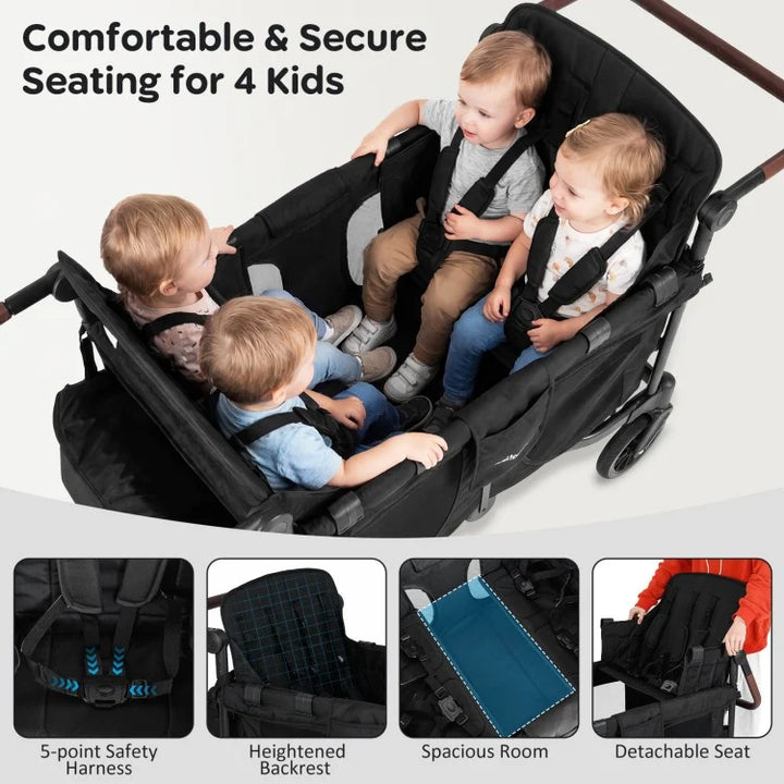 Foldable 4-Seat Wagon Stroller (Seats 4 Children)