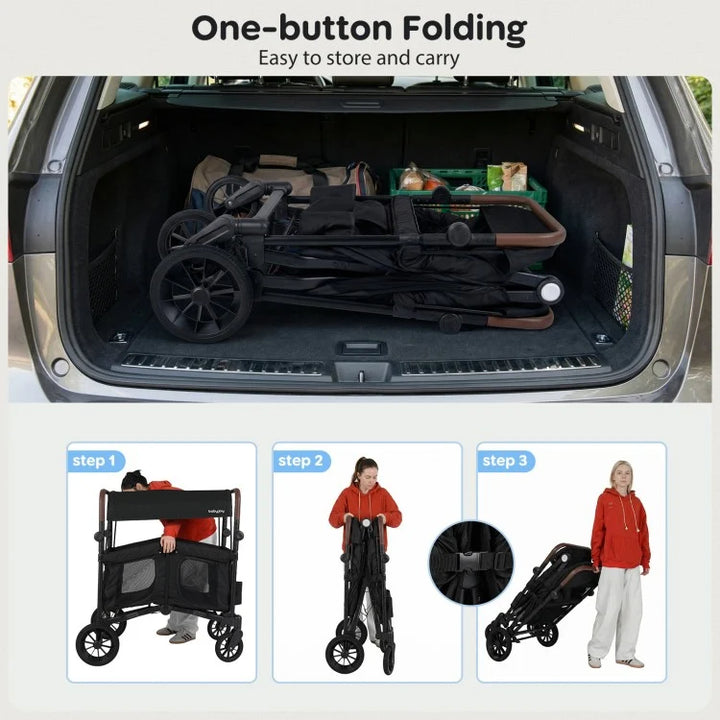 Foldable 4-Seat Wagon Stroller (Seats 4 Children)