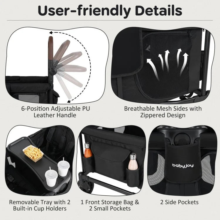 Foldable 4-Seat Wagon Stroller (Seats 4 Children)