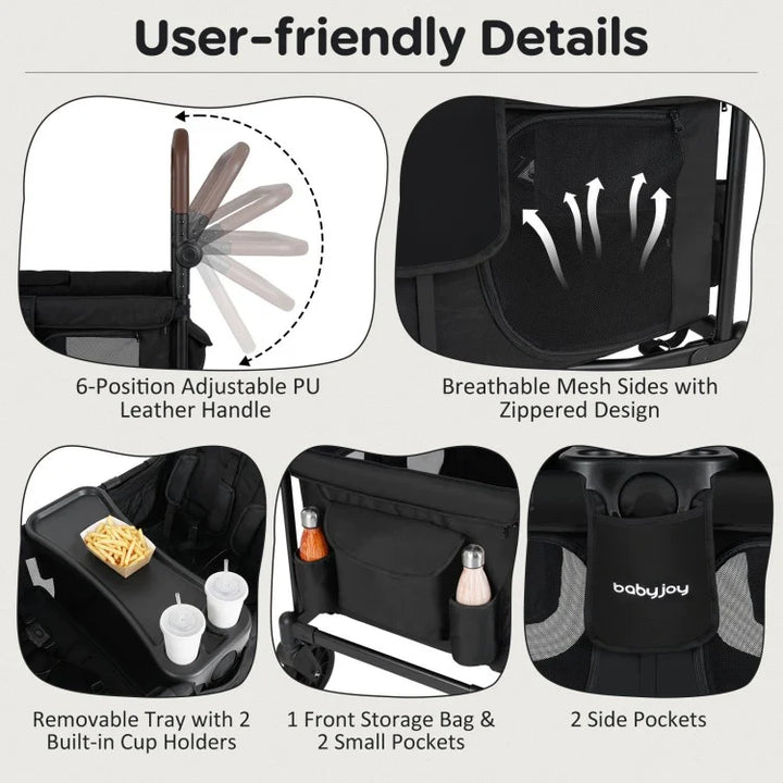 Foldable 4-Seat Wagon Stroller (Seats 4 Children)