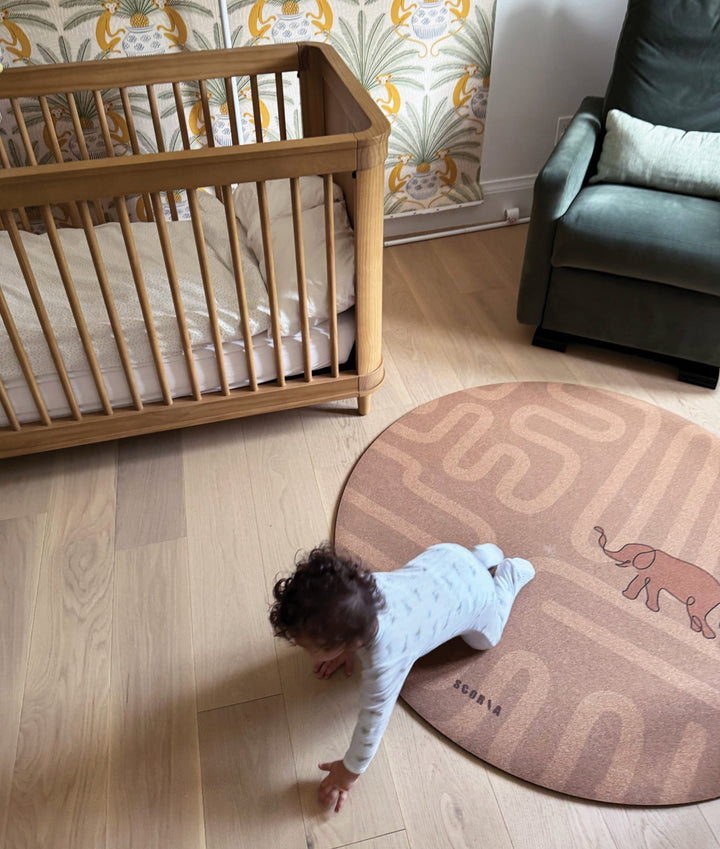 Baby Yoga Cork Mat (47" diameter - Round) - Elephant Walk