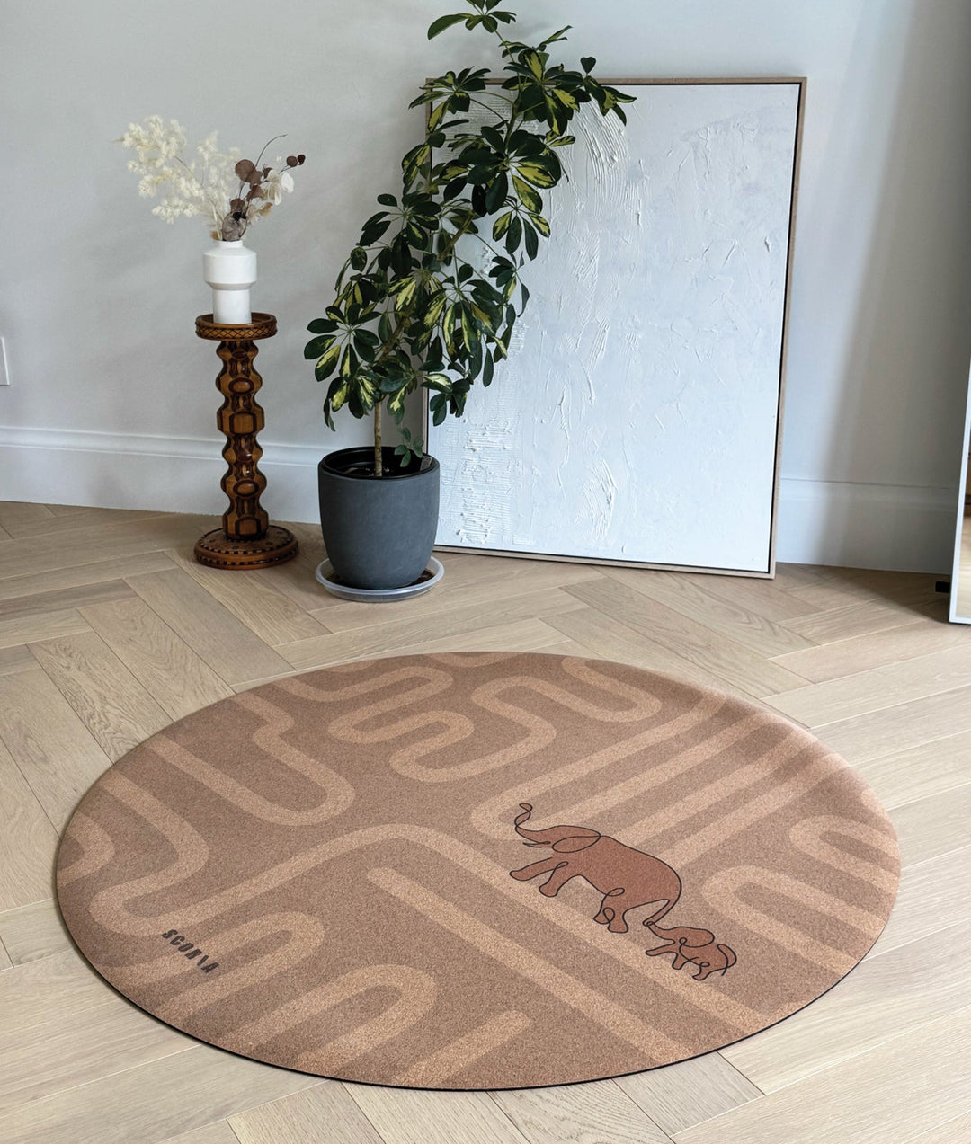 Baby Yoga Cork Mat (47" diameter - Round) - Elephant Walk