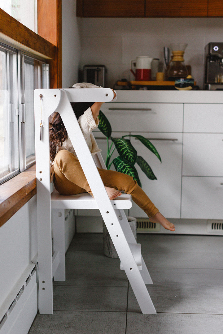 Adjustable White Fold N' Store Learning Tower - MLHCo