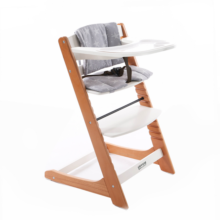Adjustable Wooden High Chair With Tray
