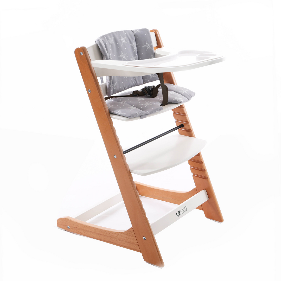 Adjustable Wooden High Chair With Tray