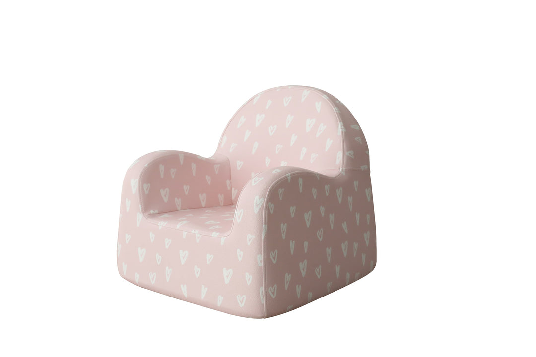 Baby Care Soffkin kids sofa in Pink with Hearts, front angle