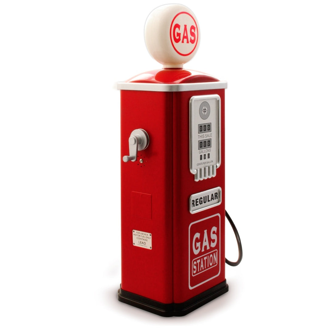 Baghera red gas pump toy, side view