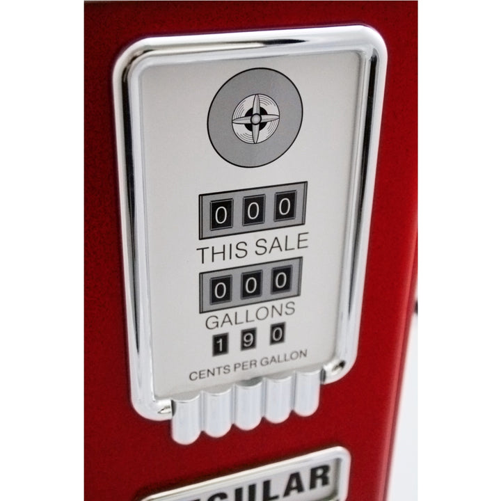 Baghera red gas pump toy, close up