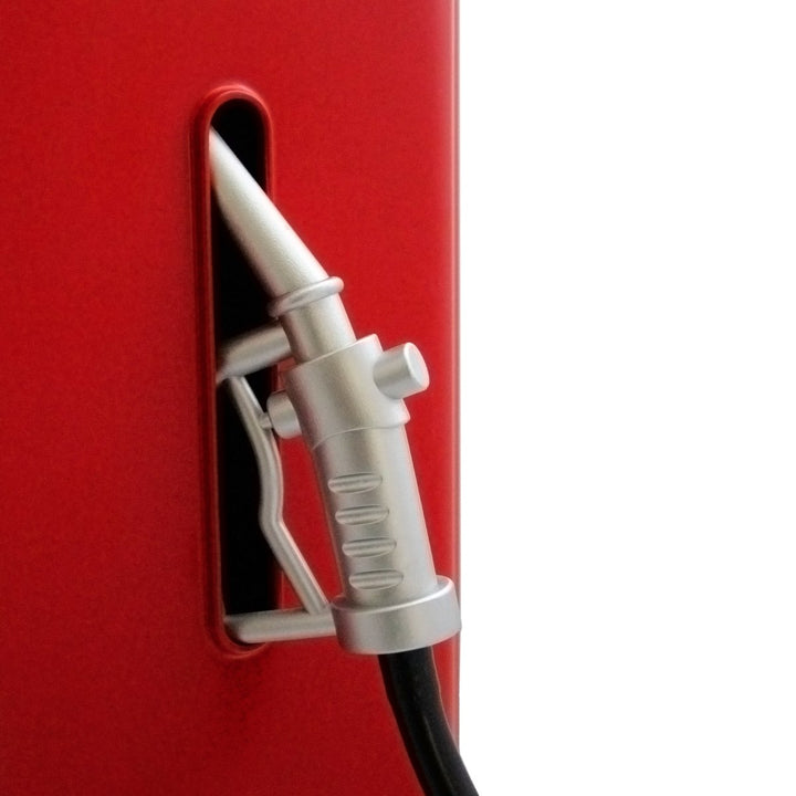 Baghera red gas pump toy, detail view