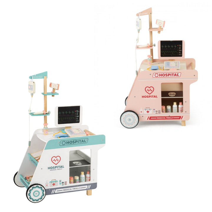 Wooden Doctor Playset for Kids with Cart – Pretend Play Medical Kit for Toddlers (Ages 3+)