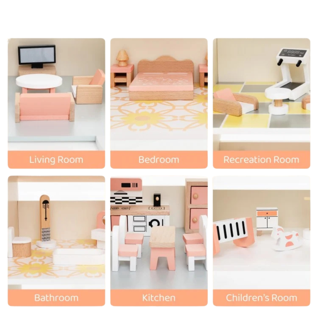Wooden Doll House - Pink