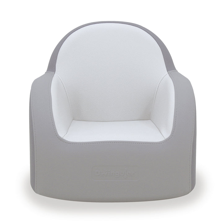 Dwinguler Soffkin kids sofa in Dove Grey, straight on