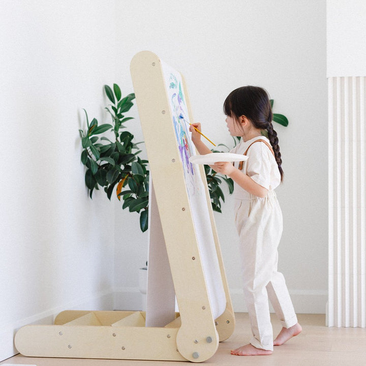 2-in-1 Slide N' Sketch Children's Folding Slide with Easel -MLHCo