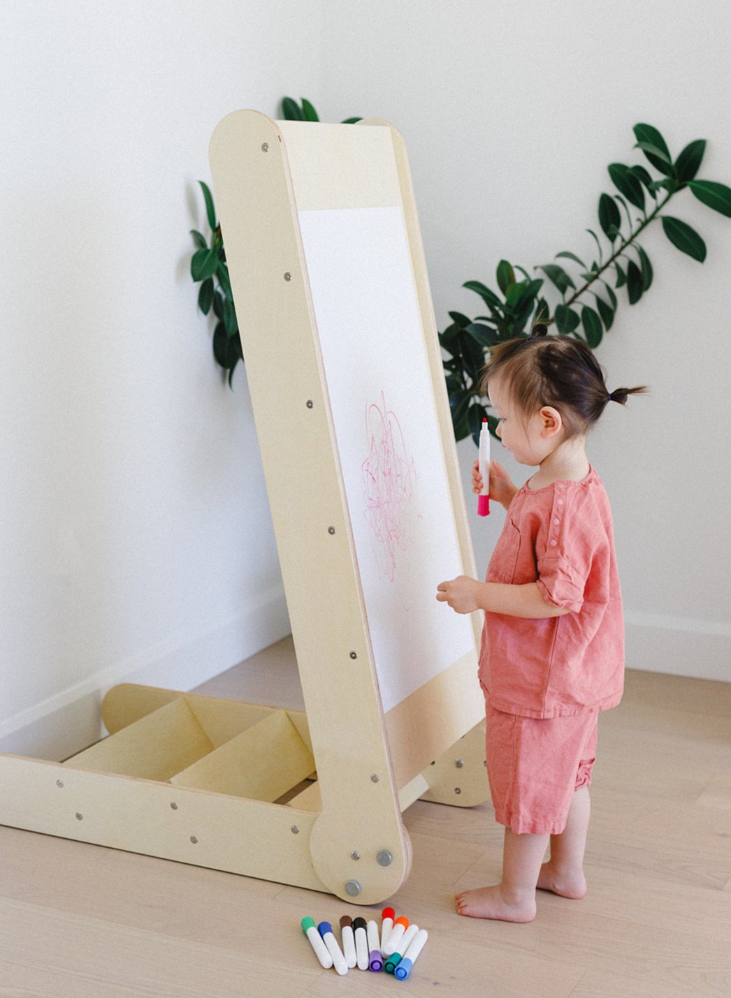 2-in-1 Slide N' Sketch Children's Folding Slide with Easel -MLHCo