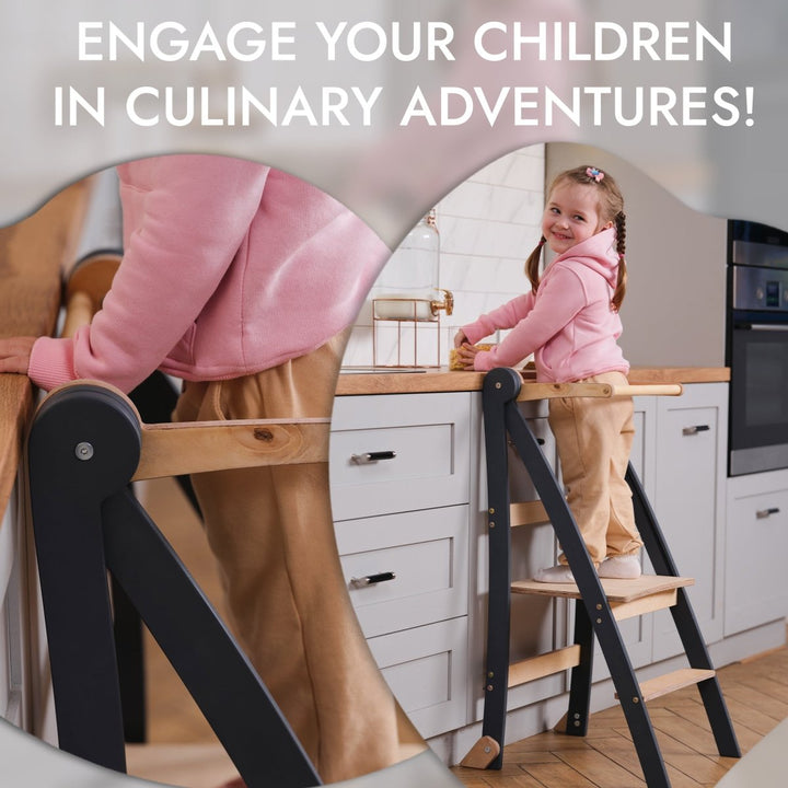 Learning Tower: Foldable Step Stool for Toddlers - Grey