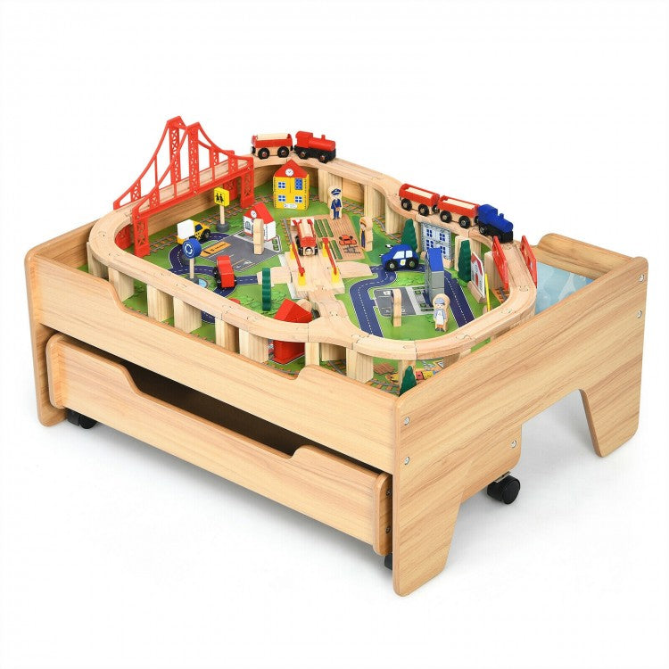Wooden Table With Train Play-set 1