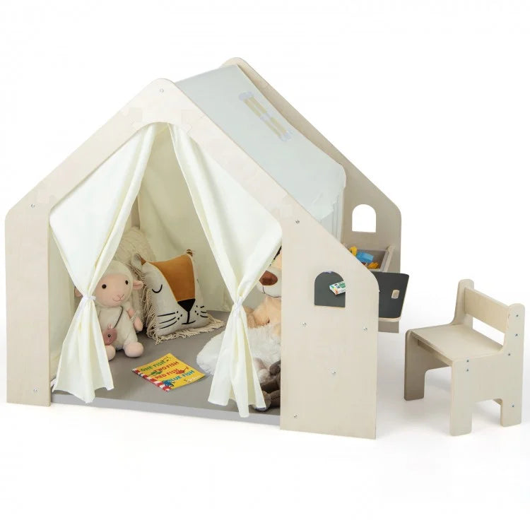 Montessori Style Indoor Playhouse (with Storage Bin and Floor Mat)