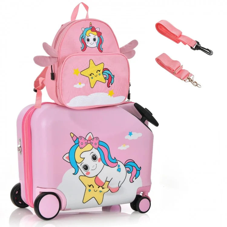 Kids Ride-on Luggage And Backpack SET