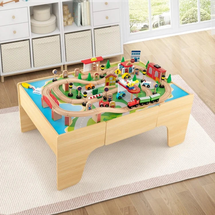 Wooden Table With Train Play-set 2