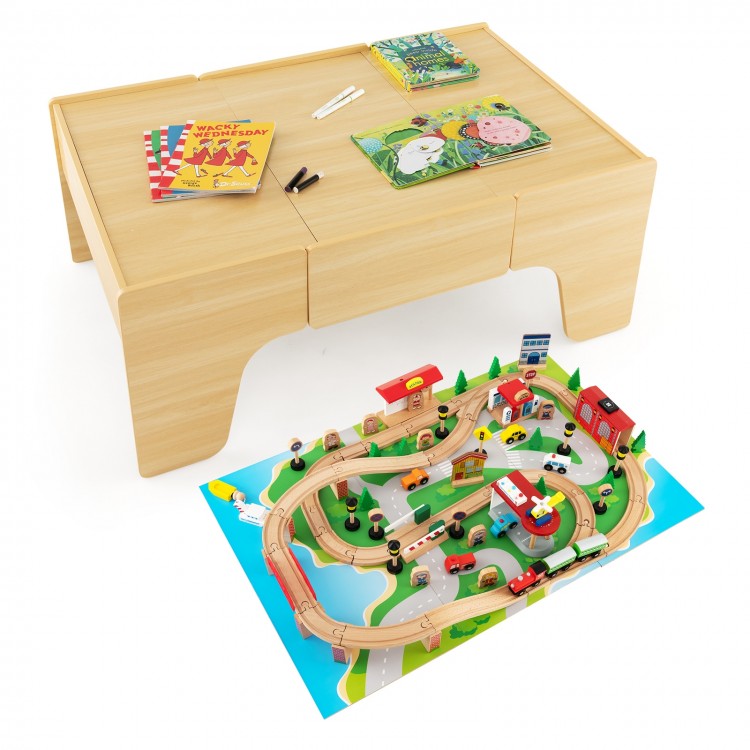Wooden Table With Train Play-set 2