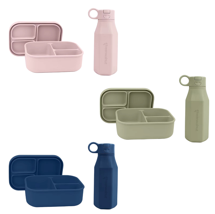 Premium Food-Grade Silicone Leak Proof Lunch Box & Water Bottle Set