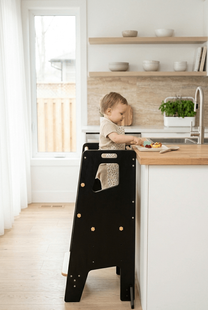 Learning Tower - Toddler Kitchen Stool (Black) With Stabilizers