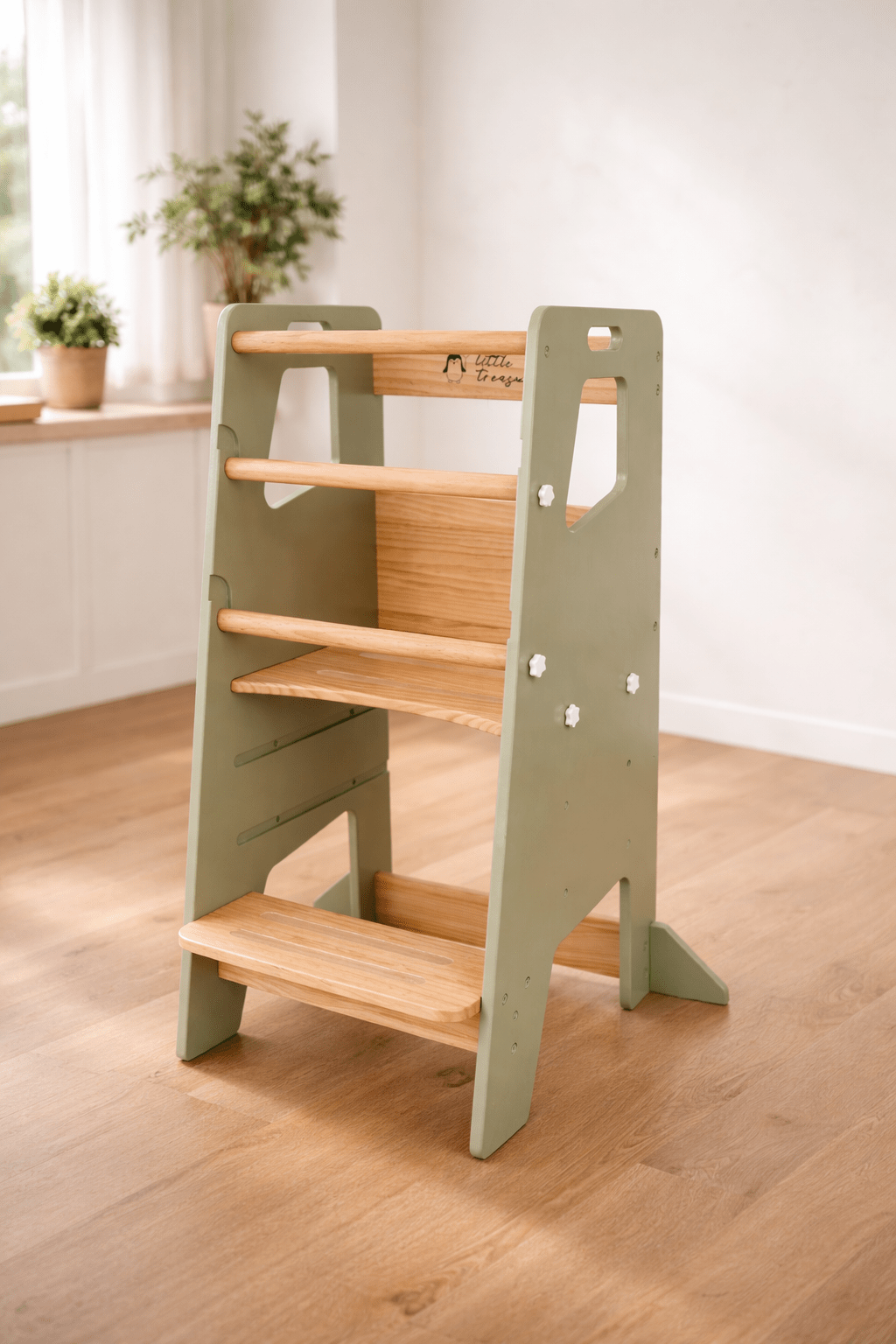 Learning Tower - Toddler Kitchen Stool (Sage) With Stabilizers