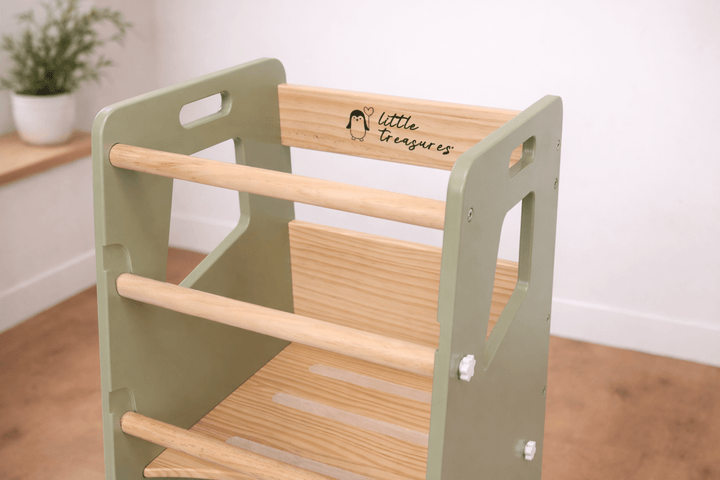 Learning Tower - Toddler Kitchen Stool (Sage) With Stabilizers