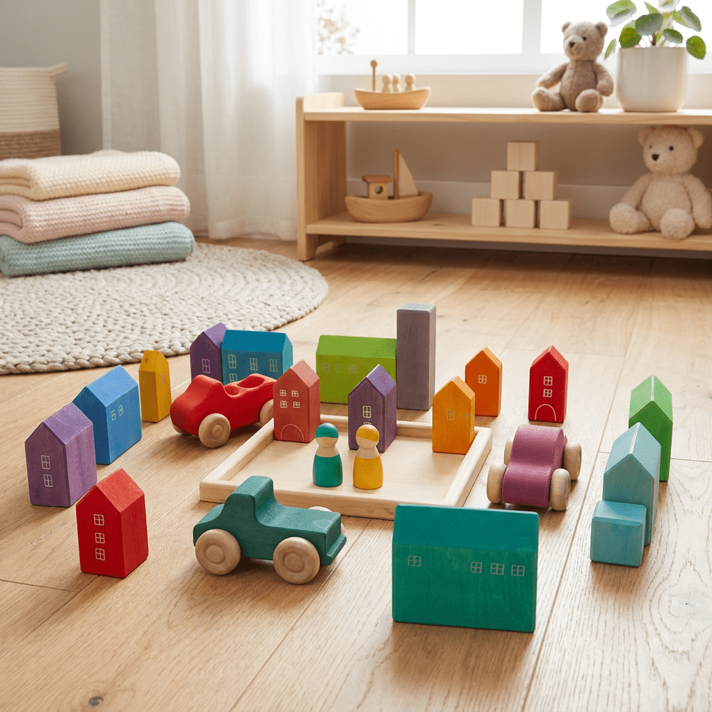 Montessori Wooden Cars and Peg Dolls