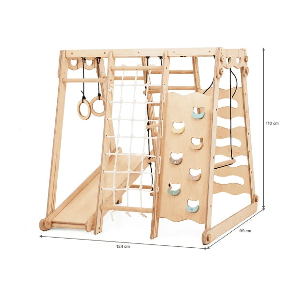 Compact 6 in 1 Indoor Jungle Gym with Swing, Slide and Monkey Bars