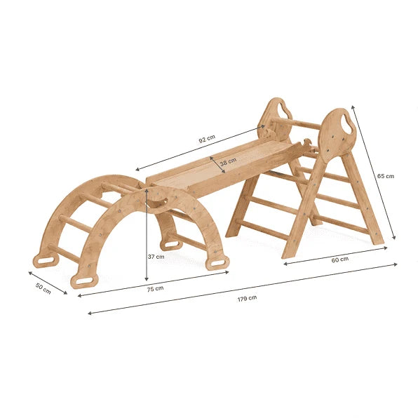 4 in 1 Pikler Triangle Set with Arch, Slide Board and Cushion