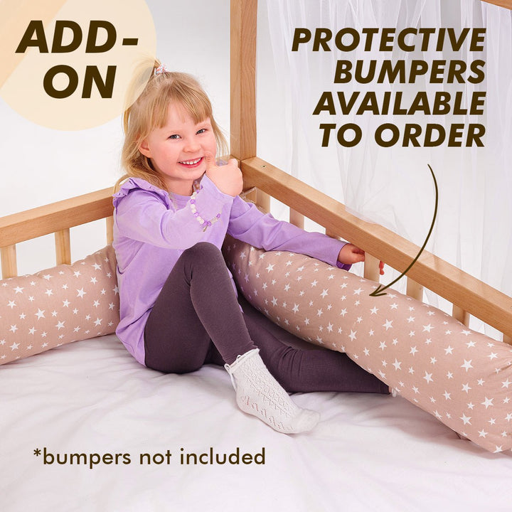 Montessori House Floor Bed With Fence and Roof  - Twin Size