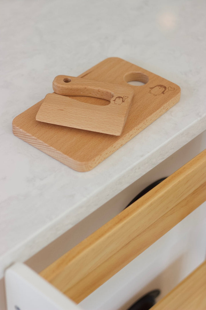 Toddler Safe Wooden Knife & Cutting Board Set