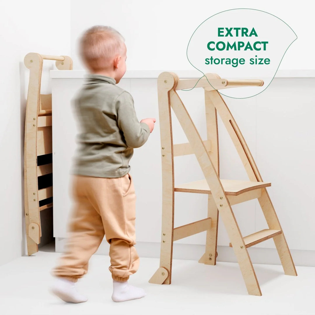 Learning Tower: Foldable Step Stool for Toddlers - Beige