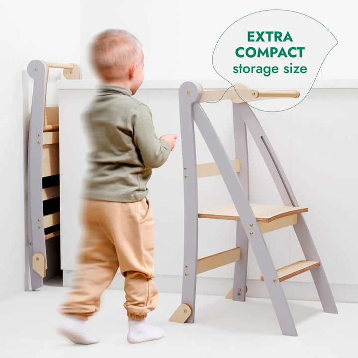 Learning Tower: Foldable Step Stool for Toddlers - Grey
